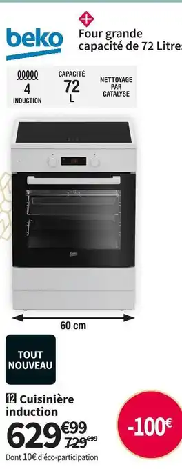 Conforama Beko cuisinière induction fse69303mwc offre