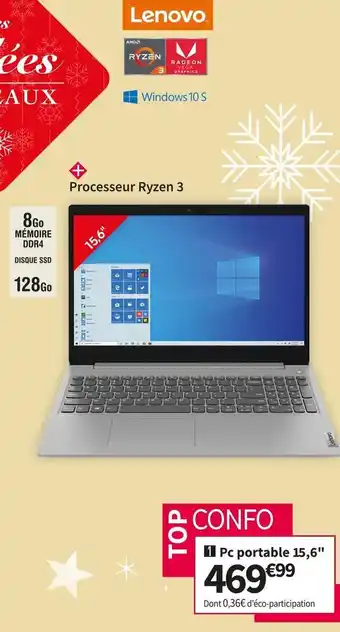 Conforama Lenovo pc portable 15,6 ip 3 15ada05-81w100j1f offre