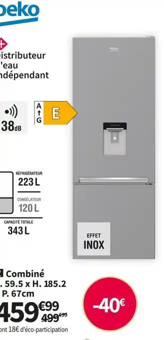 Conforama Beko réf. combiné crcsa366k40dxbn offre