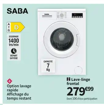 Conforama Saba lavelinge fl714v21w offre