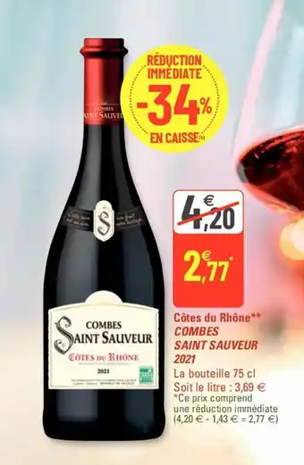 G20 Côtes du rhône combes SAINT SAUVEUR 2021 offre