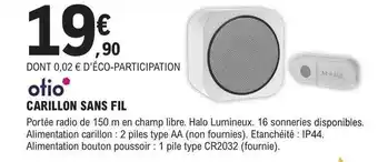 E.Leclerc Brico Carillon sans fil otio offre