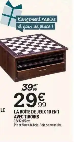 Centrakor La boîte de jeux 10 en 1 avec tiroirs offre