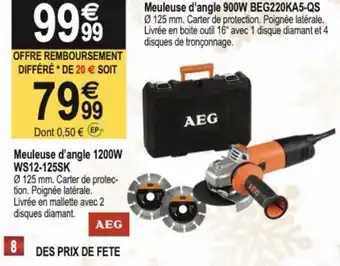 Tridôme Meuleuse d'Angle 1200W WS12-125SK offre
