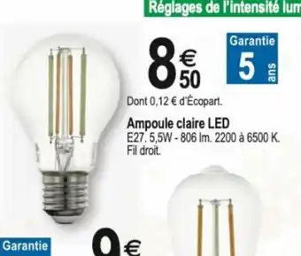 Tridôme Ampoule Claire Led offre