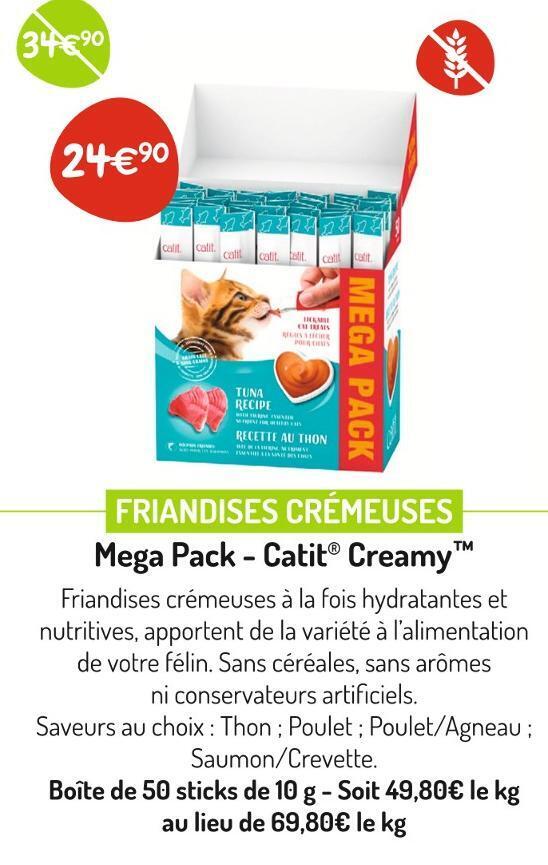 Promo Catit creamy friandises crémeuses mega pack chez Médor et Compagnie