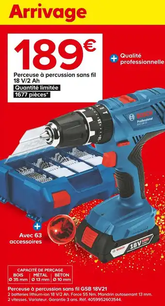 Castorama Bosch perceuse à percussion sans fil gsb 18v21 offre