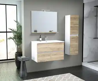 Brico Dépôt Ensemble meuble + vasque + miroir l. 80 cm monza offre