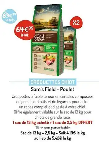 Sam’s field croquettes chiot - poulet