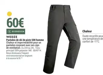 Decathlon Wedze pantalon de ski de piste 500 homme offre