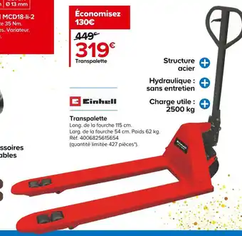 Castorama Einhell transpalette offre