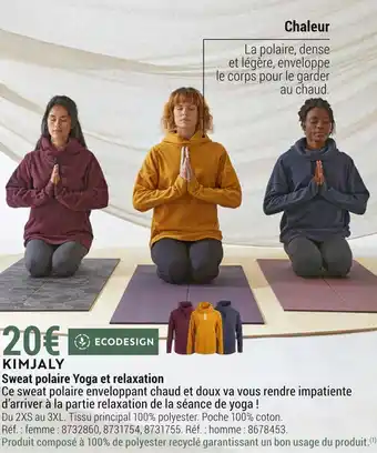 Decathlon Kimjaly sweat polaire yoga et relaxation offre