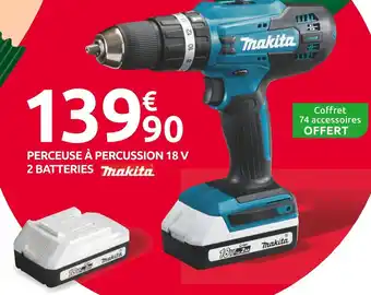 Makita perceuse à percussion 18 v 2 batteries