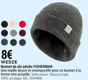 Decathlon Wedze bonnet de ski adulte fisherman offre