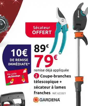 Gardena coupe-branches télescopique starcut 410 plus + sécateur à lames franches