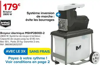 Castorama Mac allister broyeur électrique mshp2800d-2 offre