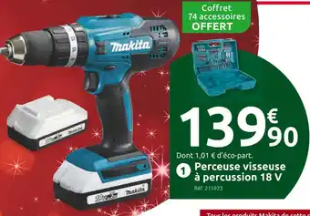 Mr Bricolage Makita 2 perceuse visseuse à percussion 18 v hp488daec1 offre