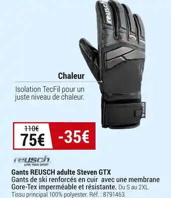 Decathlon Reusch gants adulte steven gtx offre