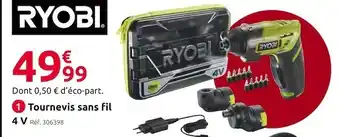 Mr Bricolage Ryobi tournevis sans fil 4 v ergo offre