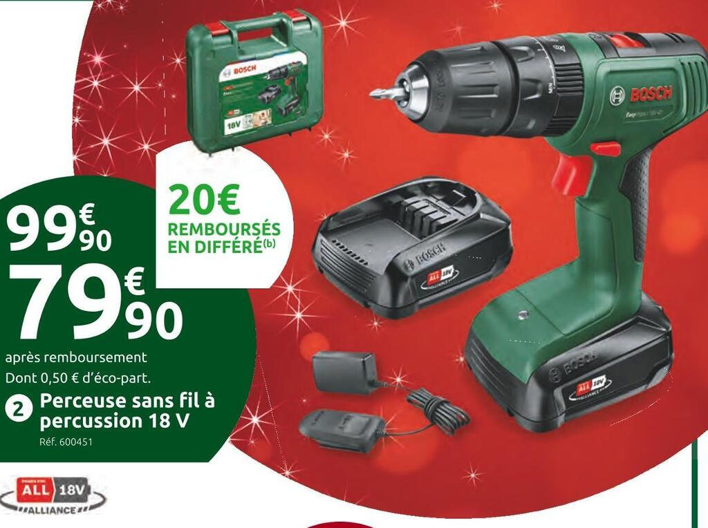 Promo Bosch perceuse sans fil à percussion easy impact 18 v power for