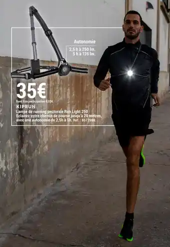 Decathlon Kiprun lampe de running pectorale run light 250 offre