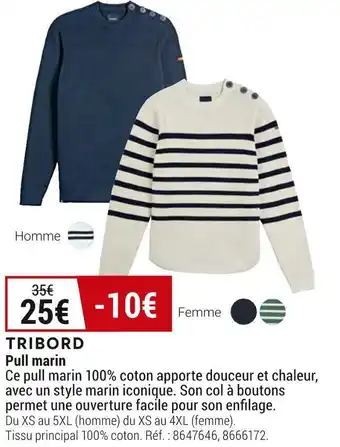 Decathlon Tribord pull marin offre