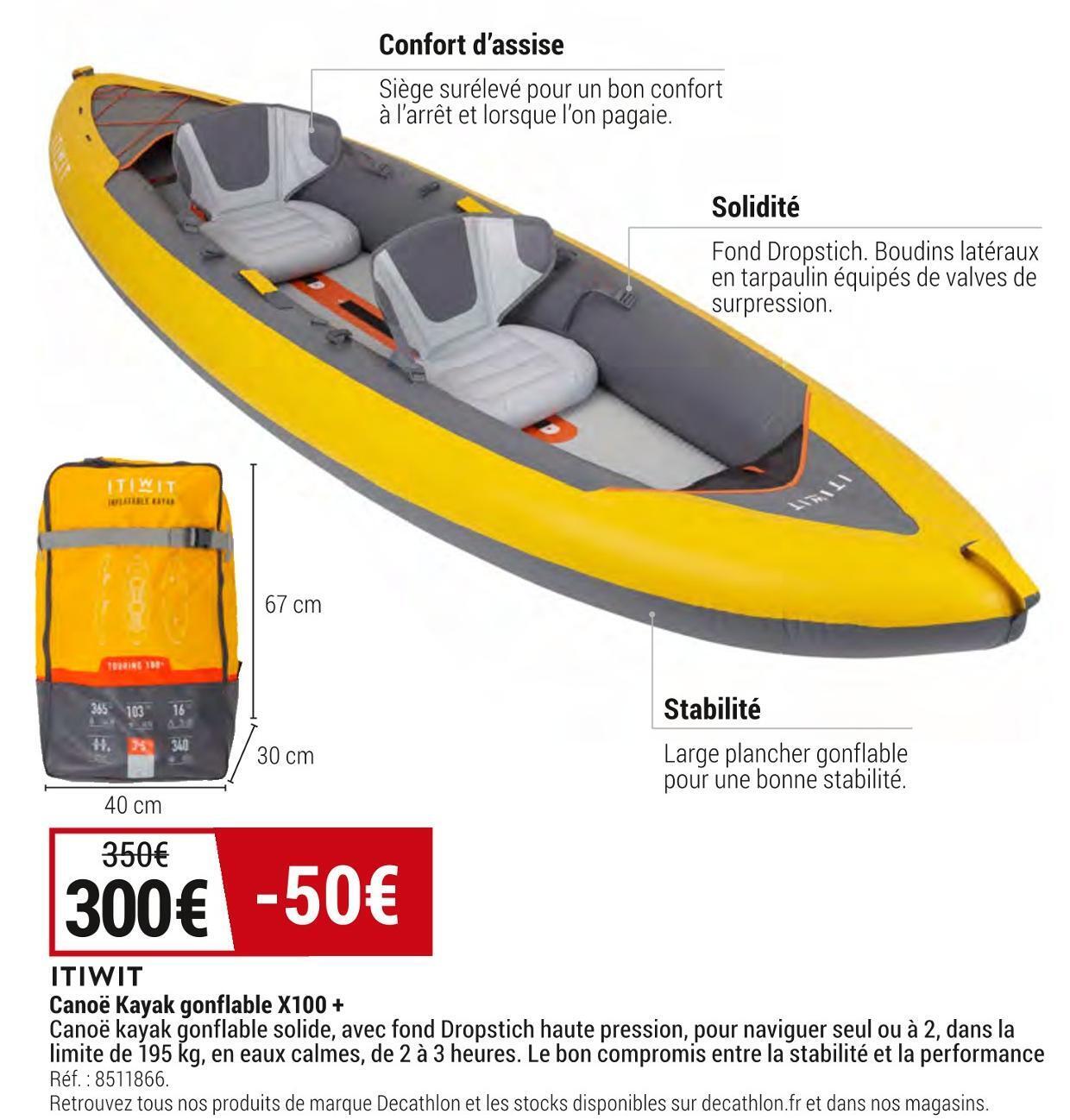 Promo Itiwit canoë kayak gonflable x100 + chez Decathlon