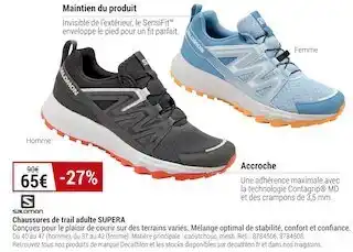 Decathlon Salomon chaussures de trail adulte supera offre