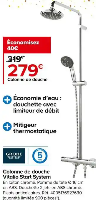 Castorama Grohe colonne de douche vitalio start system offre