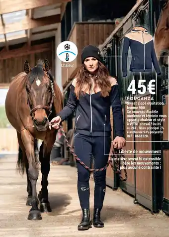 Decathlon Fouganza sweat zippé équitation femme 900 offre