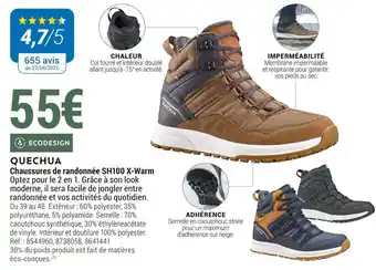 Decathlon Quechua chaussures de randonnée sh100 x-warm offre