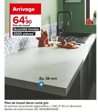 Castorama Plan de travail décor lomé gris offre