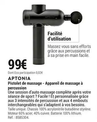 Decathlon Aptonia pistolet de massage - appareil de massage à percussion offre