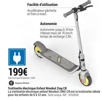 Decathlon Segway ninebot trottinette électrique enfant ninebot zing c8 offre