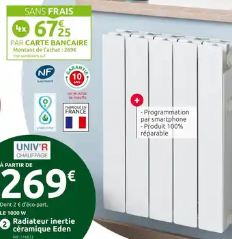 Mr Bricolage Univ’r chauffage radiateur inertie céramique eden offre