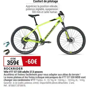 Decathlon Rockrider vélo vtt st 530 adulte 27,5 pouces offre