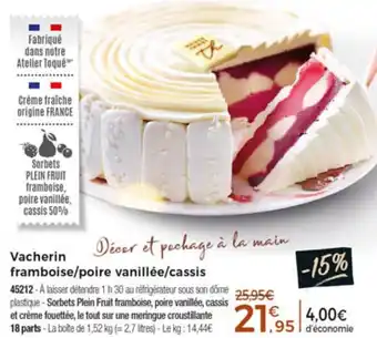 Thiriet Vacherin Framboise/Poire Vanillée/Cassis offre