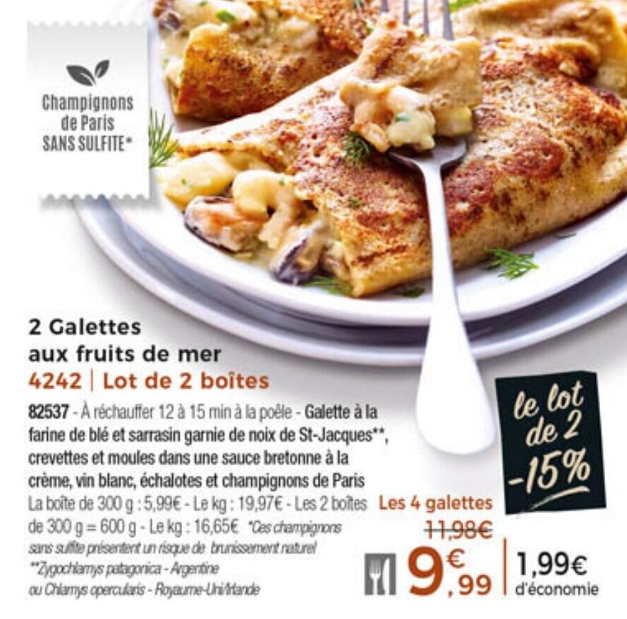 Promo 2 Galettes Aux Fruits De Mer chez Thiriet