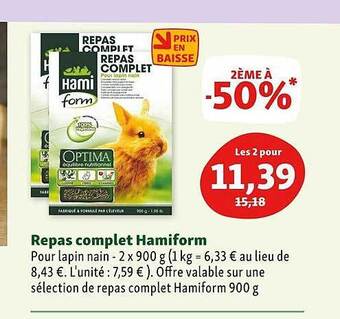 Maxi Zoo Repas complet hamiform offre