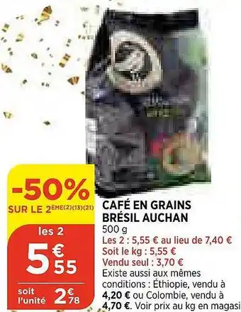 Maximarché Café en grains brésil auchan offre