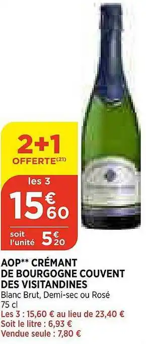 Maximarché Aop crémant de bourgogne couvent des visitandines offre