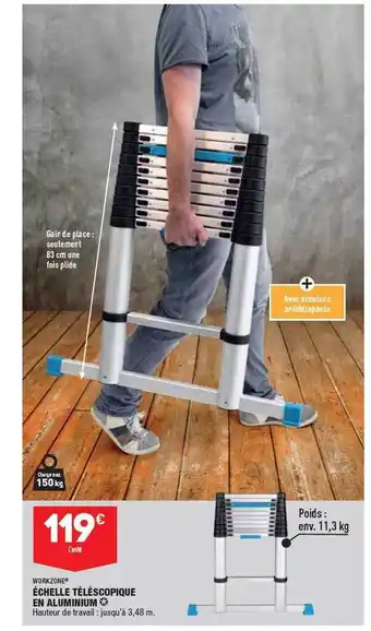 ALDI Échelle télescopique en aluminium workzone offre