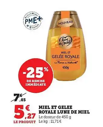 Super U Miel et gelée royale lune de miel offre