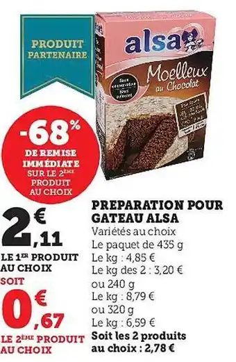 Super U Préparation pour gâteau alsa offre