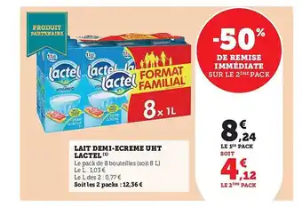 Super U Lait demi-écrémé uht lactel offre