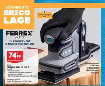 ALDI Ponceuse sans fil 20 v ferrex offre