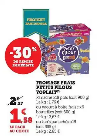 Super U Fromage frais petits filous yoplait offre