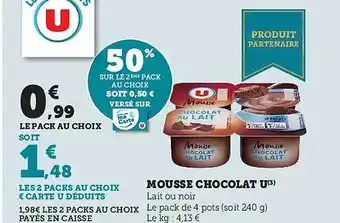 Super U Mousse chocolat u offre