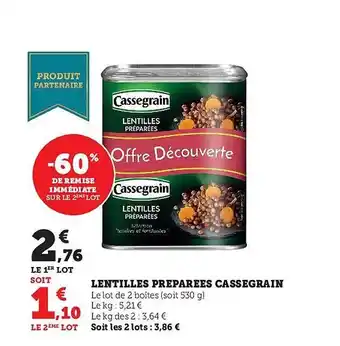 Super U Lentilles préparées cassegrain offre
