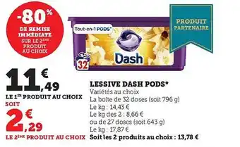 Super U Lessive dash pods offre